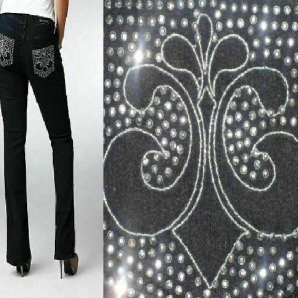 NEW Dereon Fleur Stud Bling Rhinestone STRETCH Jeans 16 PLUS SIZE Y2K NWT - Picture 7 of 16